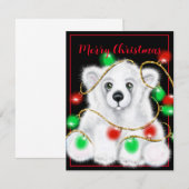 Kerst schattig polar beer welp, Santa beer welp Notitiekaartje (Voorkant / Achterkant)