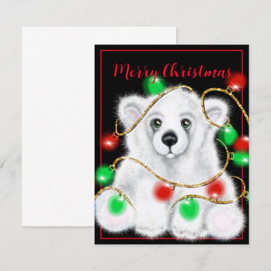 Kerst schattig polar beer welp, Santa beer welp Notitiekaartje (Voorkant / Achterkant)