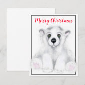 Kerst schattig polar beer welp, Santa beer welp Notitiekaartje (Voorkant / Achterkant)