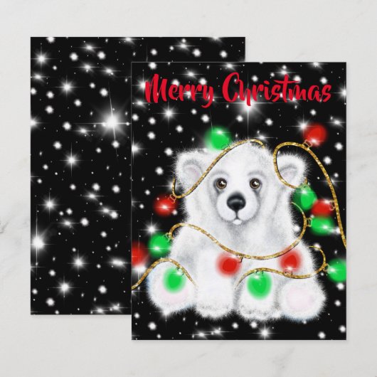 Kerst schattig polar beer welp, Santa beer welp Notitiekaartje (Voorkant / Achterkant)