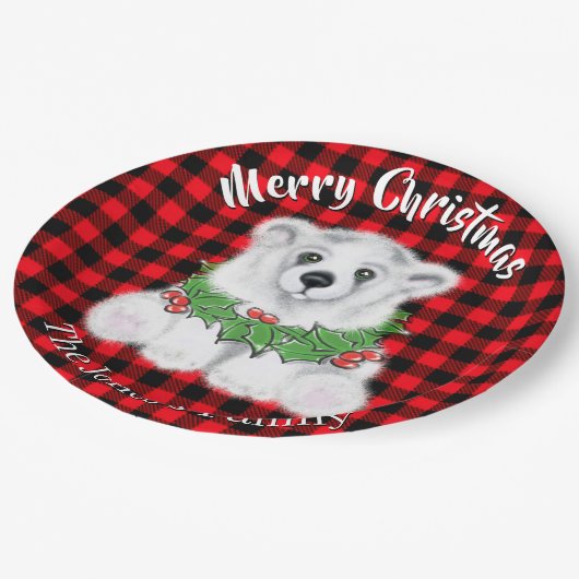 Kerst schattig polar beer welp, Santa beer welp Papieren Bordje (Gekanteld)