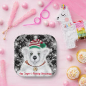 Kerst schattig polar beer welp, Santa beer welp Papieren Bordje (Feest)