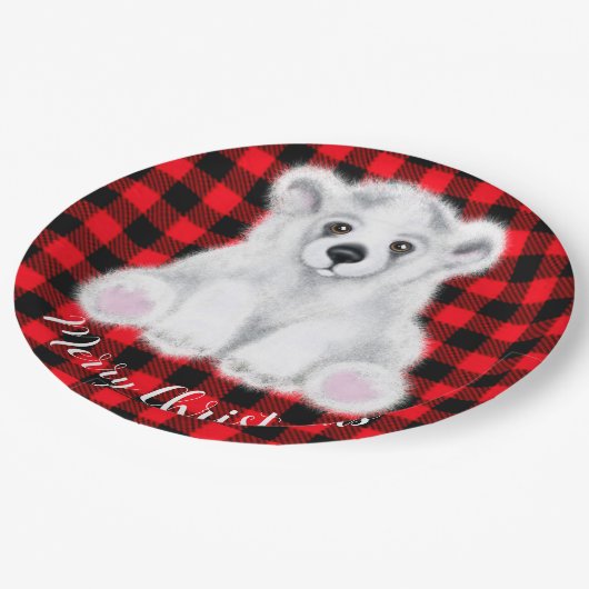 Kerst schattig polar beer welp, Santa beer welp Papieren Bordje (Gekanteld)