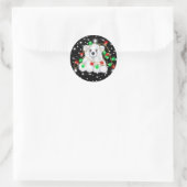 Kerst schattig polar beer welp, Santa beer welp Ronde Sticker (Tas)