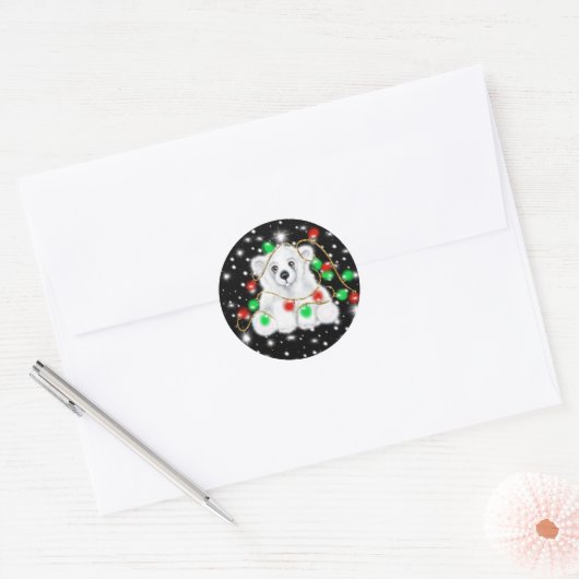 Kerst schattig polar beer welp, Santa beer welp Ronde Sticker (Envelop)