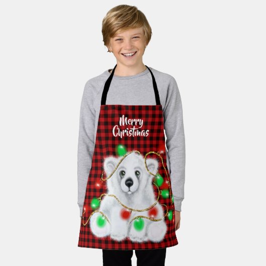 Kerst schattig polar beer welp, Santa beer welp Schort (Gedragen)