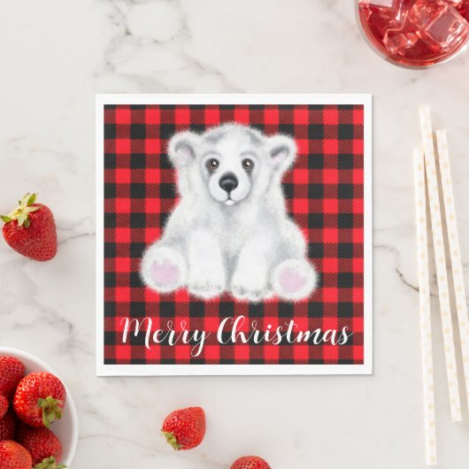 Kerst schattig polar beer welp, Santa beer welp Servet (Insitu)