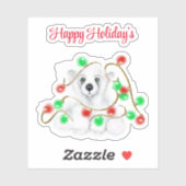 Kerst schattig polar beer welp, Santa beer welp Sticker (Vel)