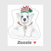 Kerst schattig polar beer welp, Santa beer welp Sticker (Vel)