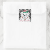 Kerst schattig Santa polar beer welp sneeuwvlokken Vierkante Sticker (Tas)