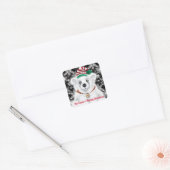 Kerst schattig Santa polar beer welp sneeuwvlokken Vierkante Sticker (Envelop)