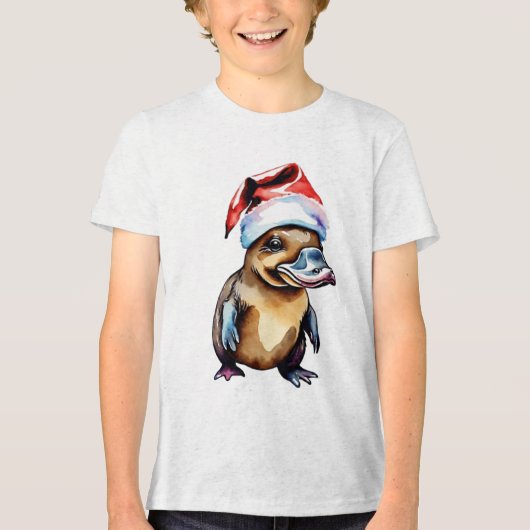 Kerst schattig vogelbekdier Tri-Blend shirt (Voorkant)