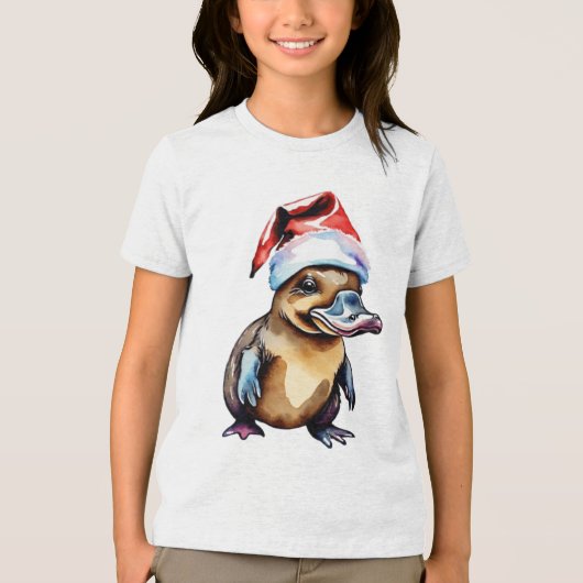 Kerst schattig vogelbekdier Tri-Blend shirt (Voorkant)