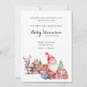 Kerst schattig waterverf santa en rendieren feestdagenkaart (Voorkant)