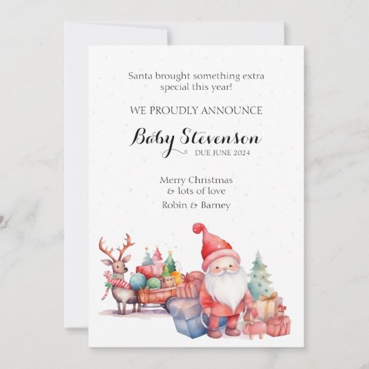 Kerst schattig waterverf santa en rendieren feestdagenkaart (Voorkant)