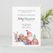 Kerst schattig waterverf santa en rendieren feestdagenkaart (Staand voorkant)