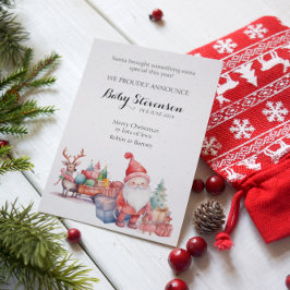 Kerst schattig waterverf santa en rendieren feestdagenkaart