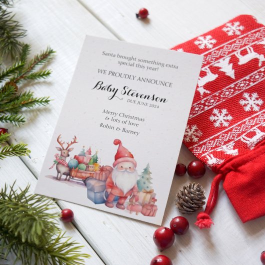 Kerst schattig waterverf santa en rendieren feestdagenkaart