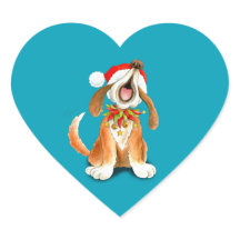 Kerst schattig zingen hond blauw stickers