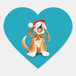 Kerst schattig zingen hond blauw stickers
