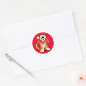 Kerst schattig zingende hond rode sticker (Envelop)