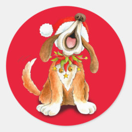 Kerst schattig zingende hond rode sticker