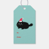 Kerst schattig zwart kat cadeau label cadeaulabel (Voorkant)