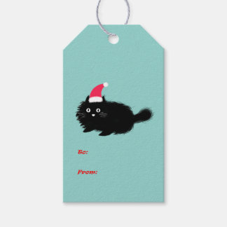 Kerst schattig zwart kat cadeau label cadeaulabel
