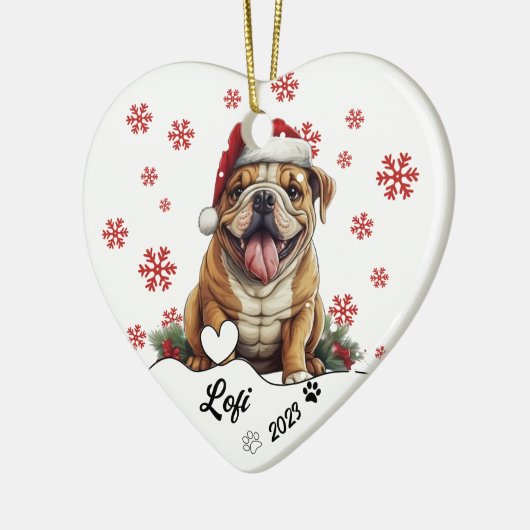 Kerst Schattige Amerikaanse Bulldog gepersonalisee Keramisch Ornament (Links)