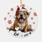 Kerst Schattige Amerikaanse Bulldog gepersonalisee Keramisch Ornament (Voorkant)