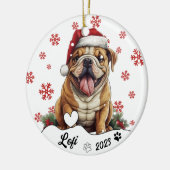 Kerst Schattige Amerikaanse Bulldog gepersonalisee Keramisch Ornament (Links)