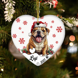 Kerst Schattige Amerikaanse Bulldog gepersonalisee Keramisch Ornament