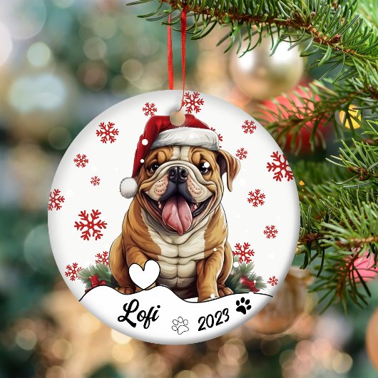Kerst Schattige Amerikaanse Bulldog gepersonalisee Keramisch Ornament