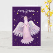 Kerst schattige Angel Kaart (Gele Bloem)