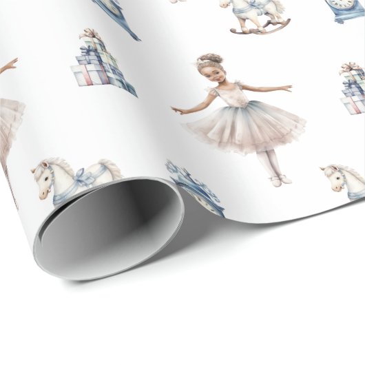 Kerst Schattige Ballerina wit Cadeaupapier (Rol Hoek)