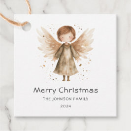 Kerst Schattige Beige Boho Baby Angel Bedankjes Labels