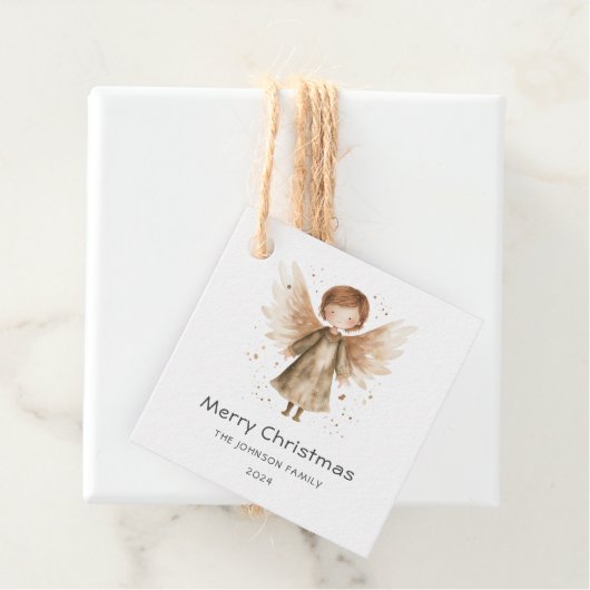 Kerst Schattige Beige Boho Baby Angel Bedankjes Labels (In situ)