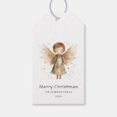 Kerst Schattige Beige Boho Baby Angel Cadeaulabel (Voorkant)