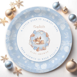 Kerst Schattige Blauw Herten Jongen Baby shower Papieren Bordje