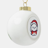 Kerst Schattige Bunny in Santa hat Keramische Bal Ornament (Links)