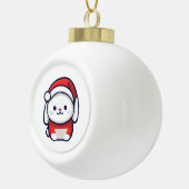 Kerst Schattige Bunny in Santa hat Keramische Bal Ornament (Rechts)