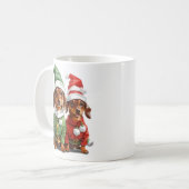 Kerst Schattige Dachshunds Koffiemok (Voorkant links)