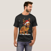 Kerst Schattige dashund met kerstverlichting T-shirt (Voorkant volledig)
