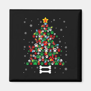 Kerst Schattige Dog Paws Xmas Tree Fun Dog Puppy O Magneet