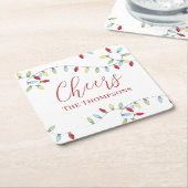 Kerst Schattige Eenvoudige Kleurrijke String Light Kartonnen Onderzetters (Schuin)