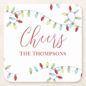 Kerst Schattige Eenvoudige Kleurrijke String Light Kartonnen Onderzetters (Voorkant)