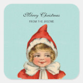 Kerst Schattige Elf Meisje Gepersonaliseerd Vierkante Sticker (Voorkant)