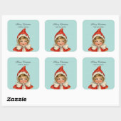 Kerst Schattige Elf Meisje Gepersonaliseerd Vierkante Sticker (Vel)