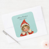 Kerst Schattige Elf Meisje Gepersonaliseerd Vierkante Sticker (Envelop)