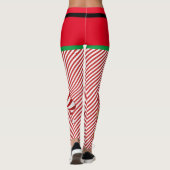 Kerst Schattige Elf Vrouwen Rode & Groene Streep Leggings (Achterkant)